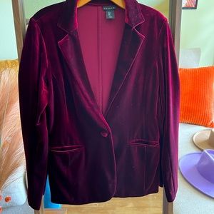 Tahari Burgundy Velvet Blazer